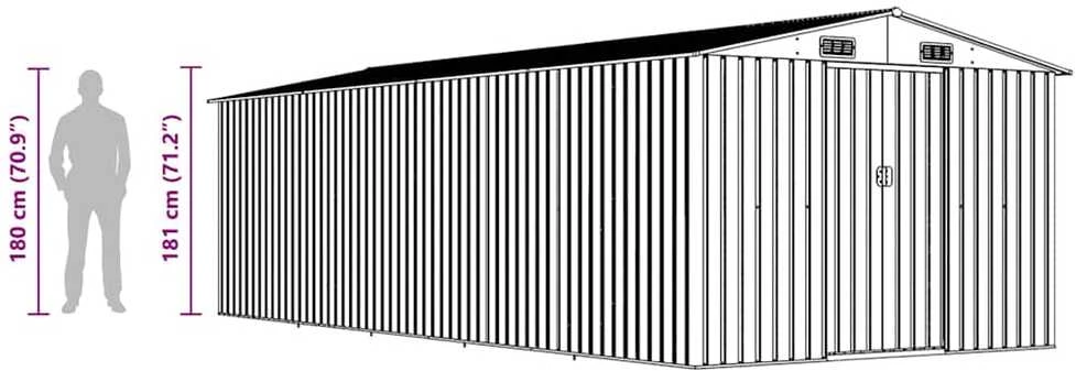 Sodo pašiūrė, žalios spalvos, 257x580x181cm, metalas
