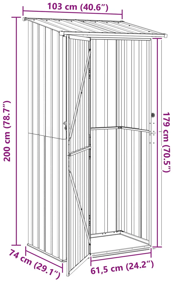 Sodo pašiūrės Antracitas 103 x 74 x 200 cm Metalas
