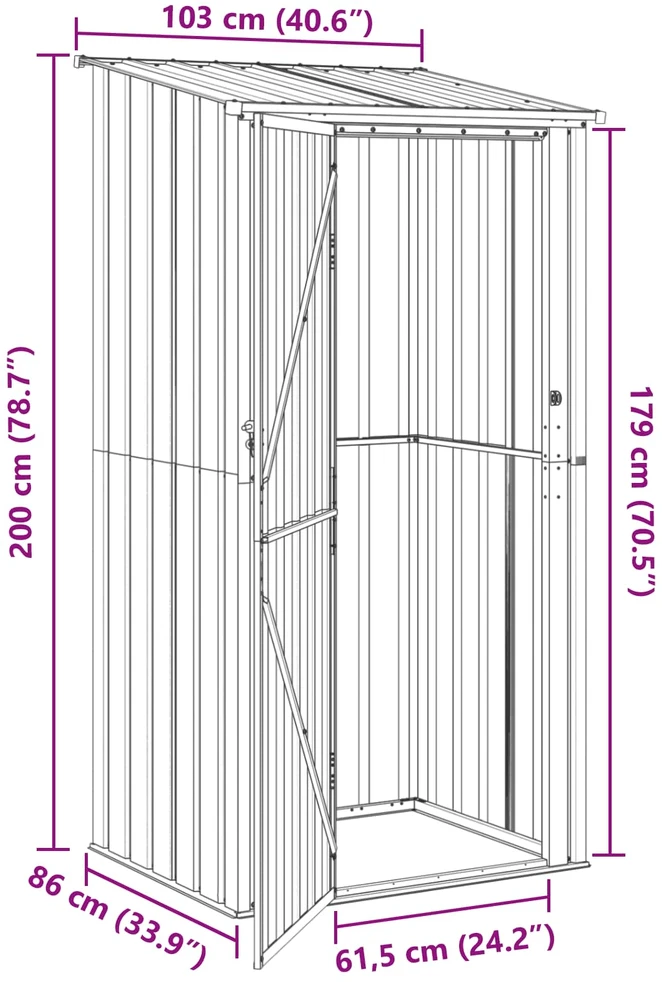 Sodo pašiūrės Antracitas 103 x 86 x 200 cm Metalas