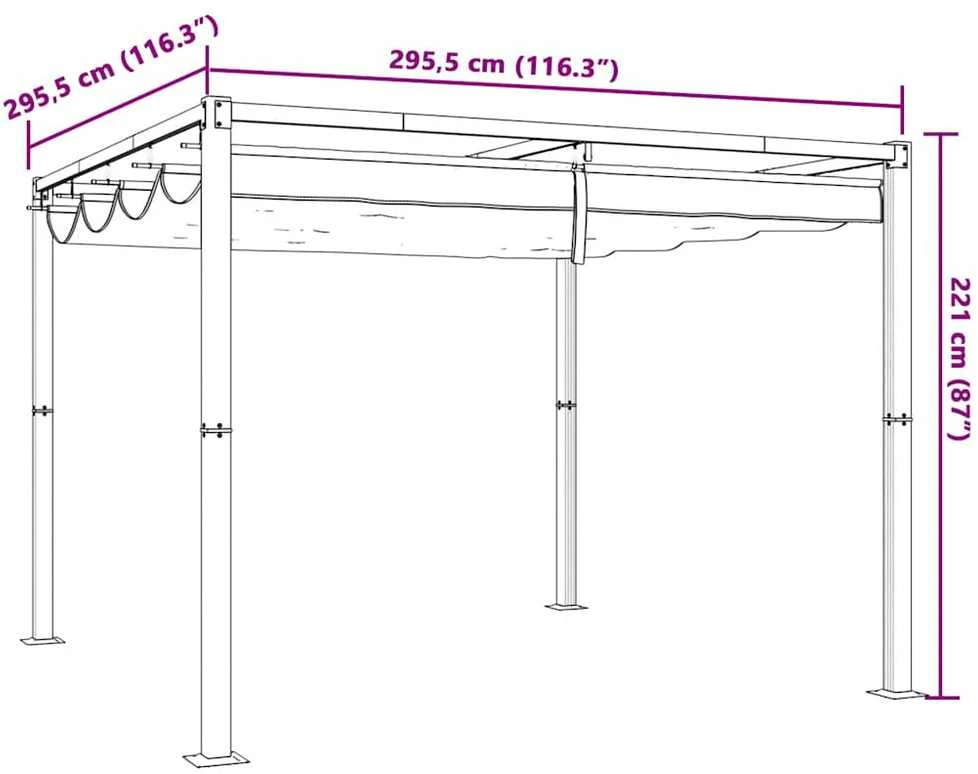 sodo pavėsinė su ištraukiamu stogo kremu 3x3 m plieno