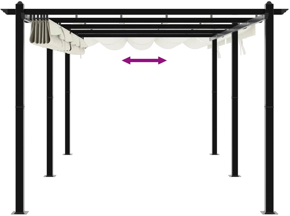 Sodo pavėsinė su ištraukiamu stogu, kreminės, 3x6m, aliuminis