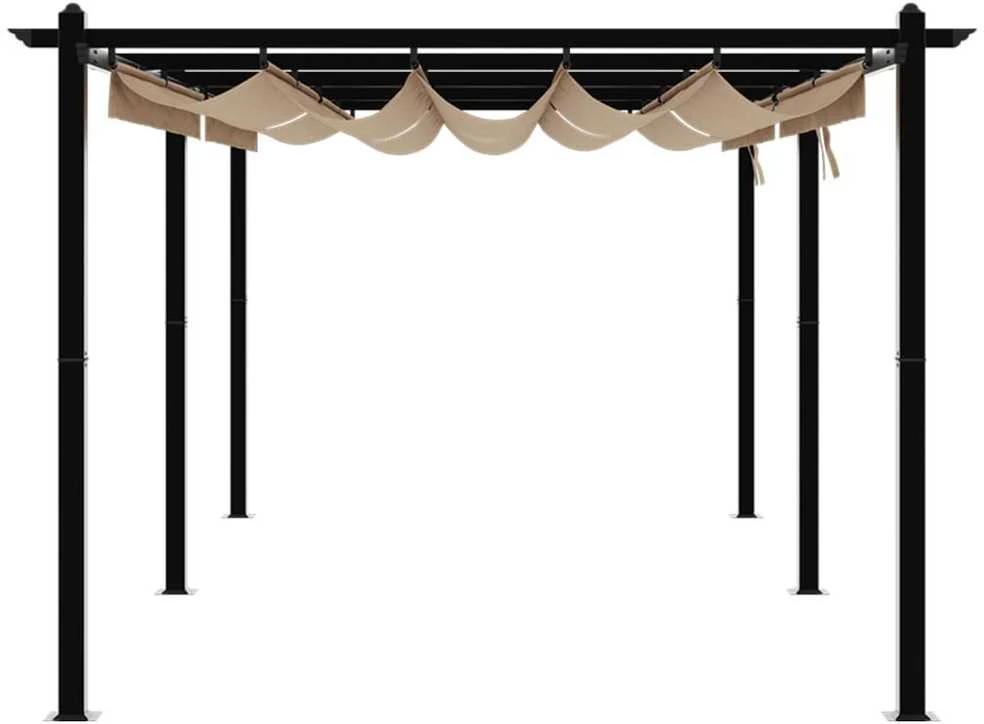 Sodo pavėsinė su ištraukiamu stogu, taupe, 3x6m, aliuminis