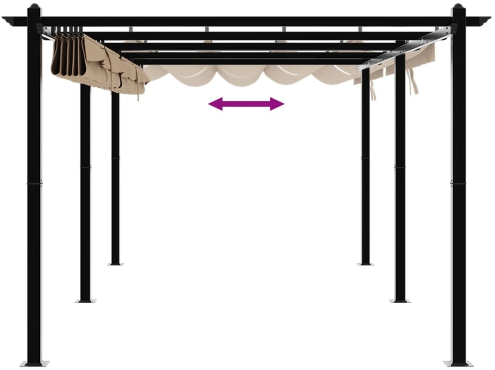 Sodo pavėsinė su ištraukiamu stogu, taupe, 3x6m, aliuminis