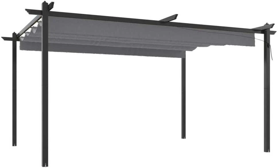 Sodo pavėsinė su įtraukiamu stogu, antracito spalvos, 4x3m