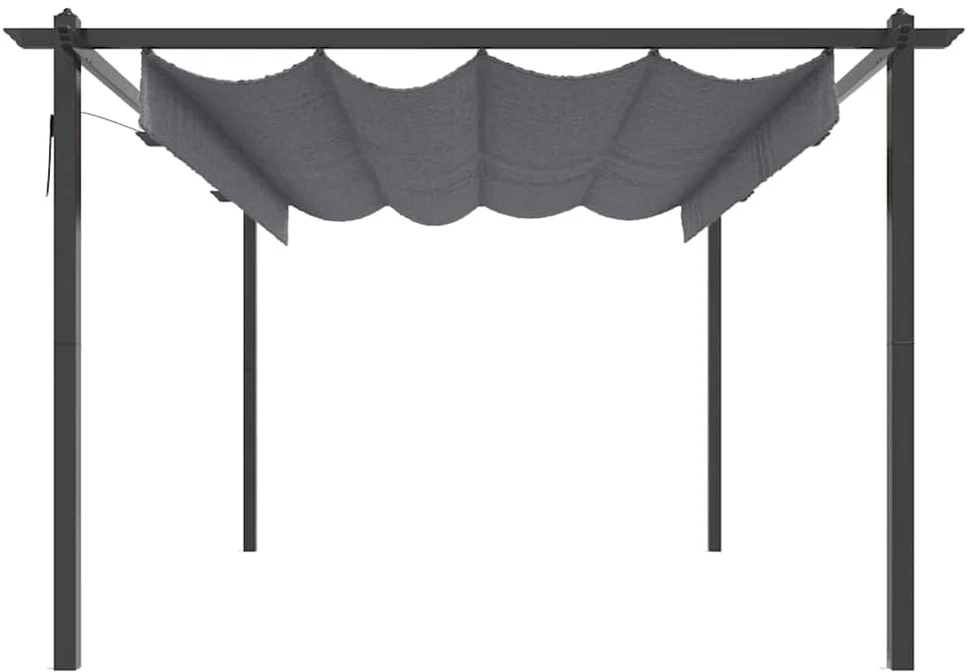 Sodo pavėsinė su įtraukiamu stogu, antracito spalvos, 4x3m