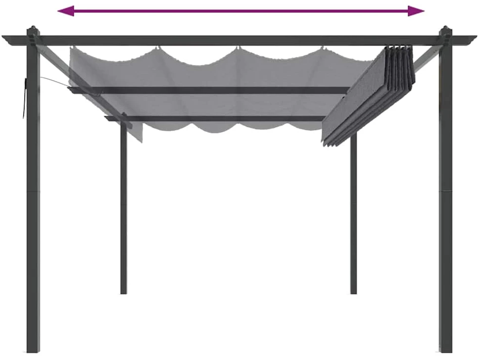 Sodo pavėsinė su įtraukiamu stogu, antracito spalvos, 4x3m