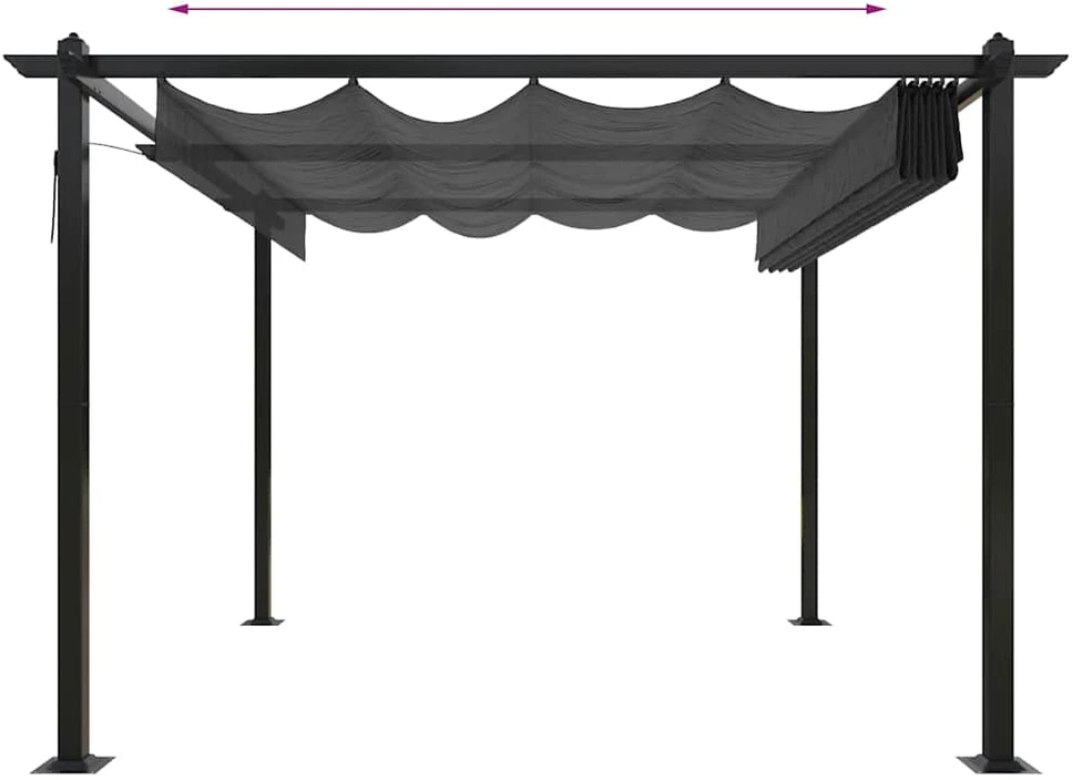 Sodo pavėsinė su įtraukiamu stogu, antracito spalvos, 3x3m