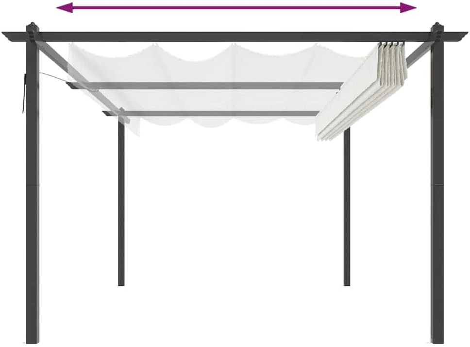 Sodo pavėsinė su įtraukiamu stogu, kreminės spalvos, 4x3m