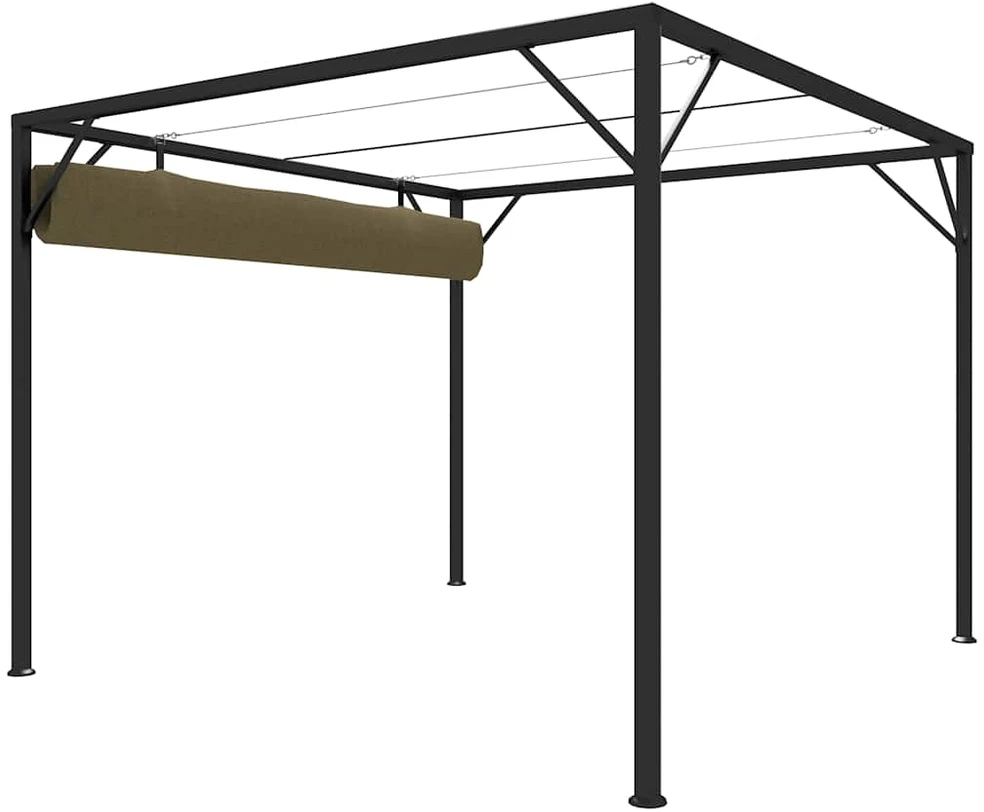 Sodo pavėsinė su įtraukiamu stogu, taupe spalvos, 3x3m, 180g/m²