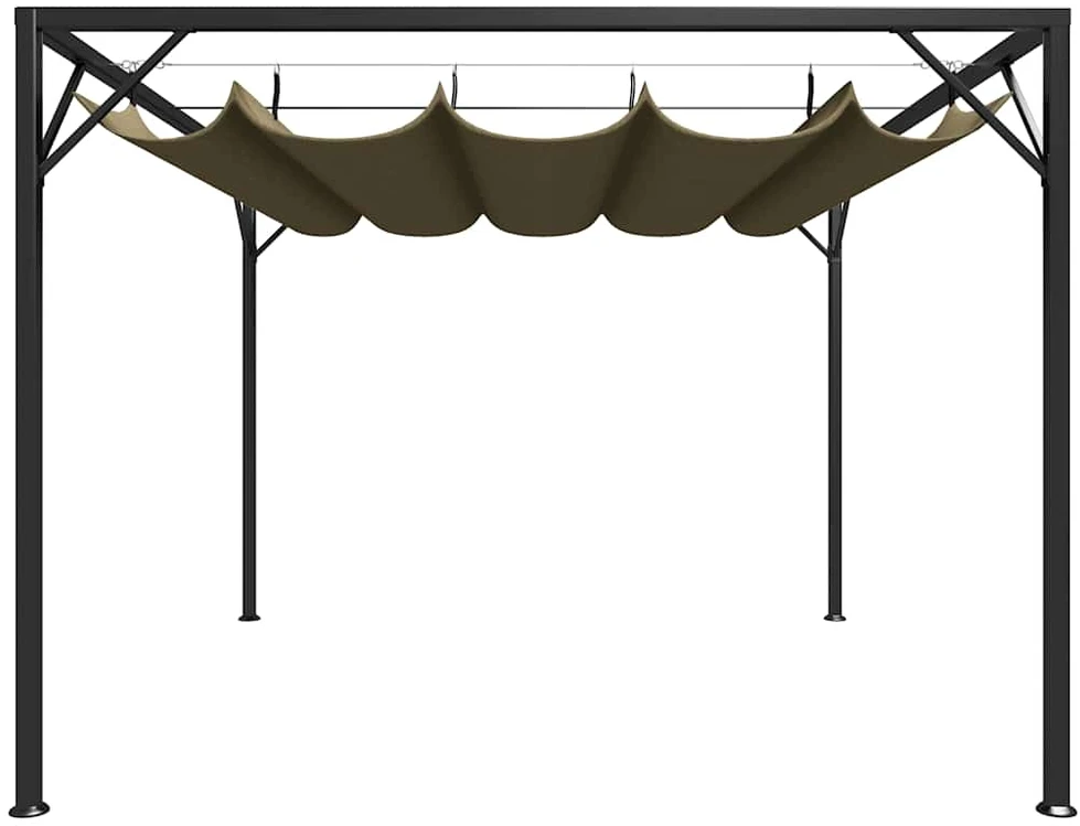 Sodo pavėsinė su įtraukiamu stogu, taupe spalvos, 3x3m, 180g/m²