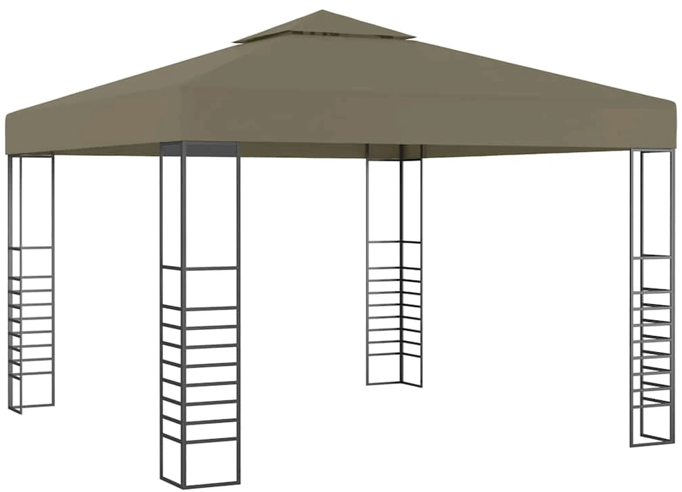 Sodo pavėsinė su lempučių girliandomis LED, taupe, 3x3m