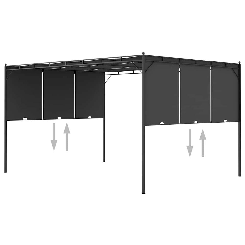 Sodo pavėsinė su šonine užuolaida, antracito spalvos, 4x3x2,25m
