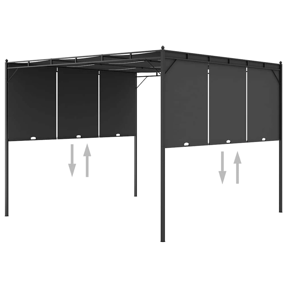 Sodo pavėsinė su šonine užuolaida, antracito spalvos, 3x3x2,25m