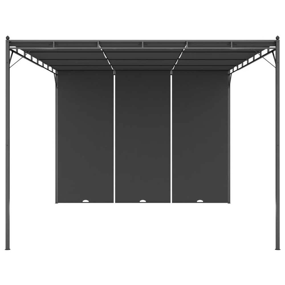 Sodo pavėsinė su šonine užuolaida, antracito spalvos, 4x3x2,25m