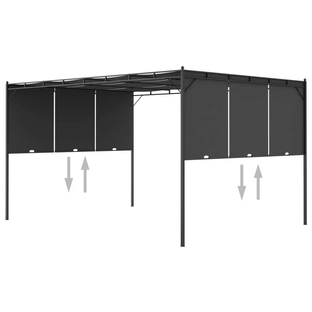 Sodo pavėsinė su šonine užuolaida, antracito spalvos, 4x3x2,25m