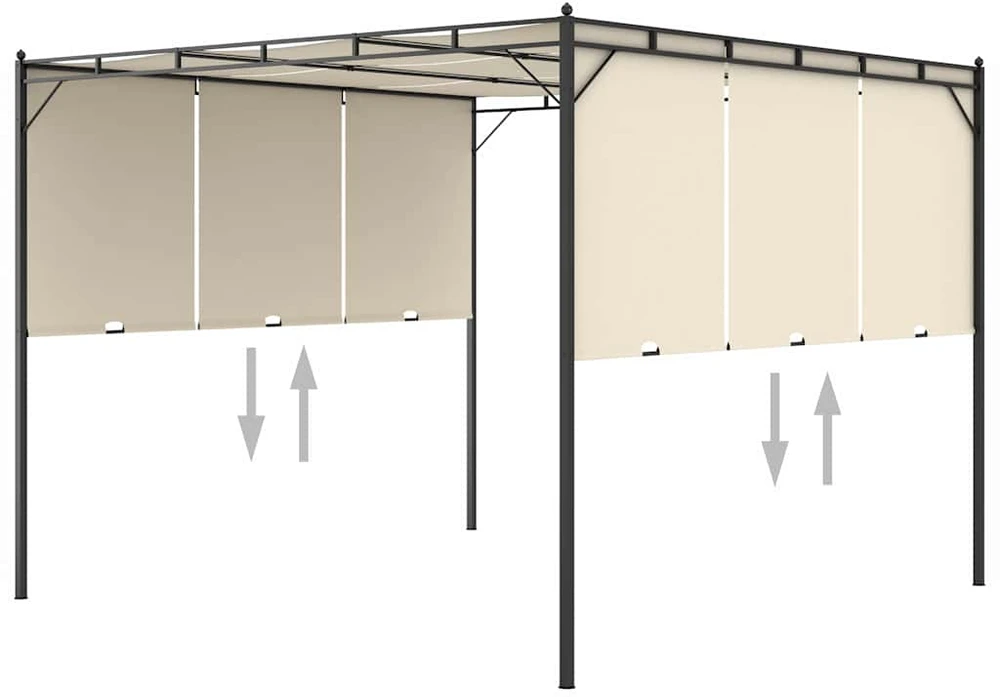Sodo pavėsinė su šonine užuolaida, kreminės spalvos, 3x3x2,25m