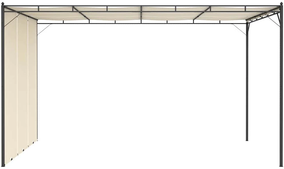 Sodo pavėsinė su šonine užuolaida, kreminės spalvos, 4x3x2,25m