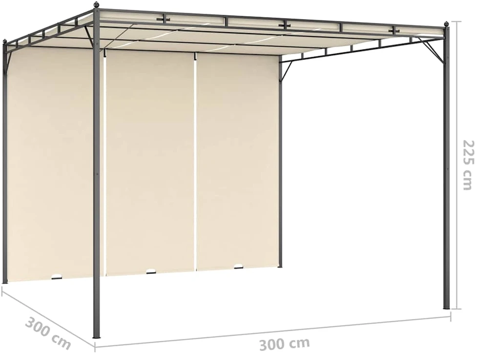 Sodo pavėsinė su šonine užuolaida, kreminės spalvos, 3x3x2,25m