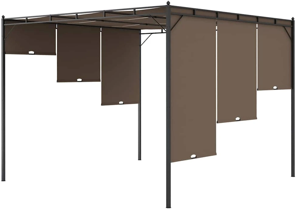 Sodo pavėsinė su šonine užuolaida, taupe spalvos, 3x3x2,25m