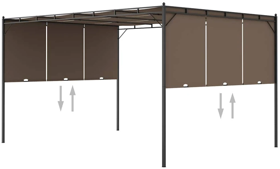 Sodo pavėsinė su šonine užuolaida, taupe spalvos, 4x3x2,25m