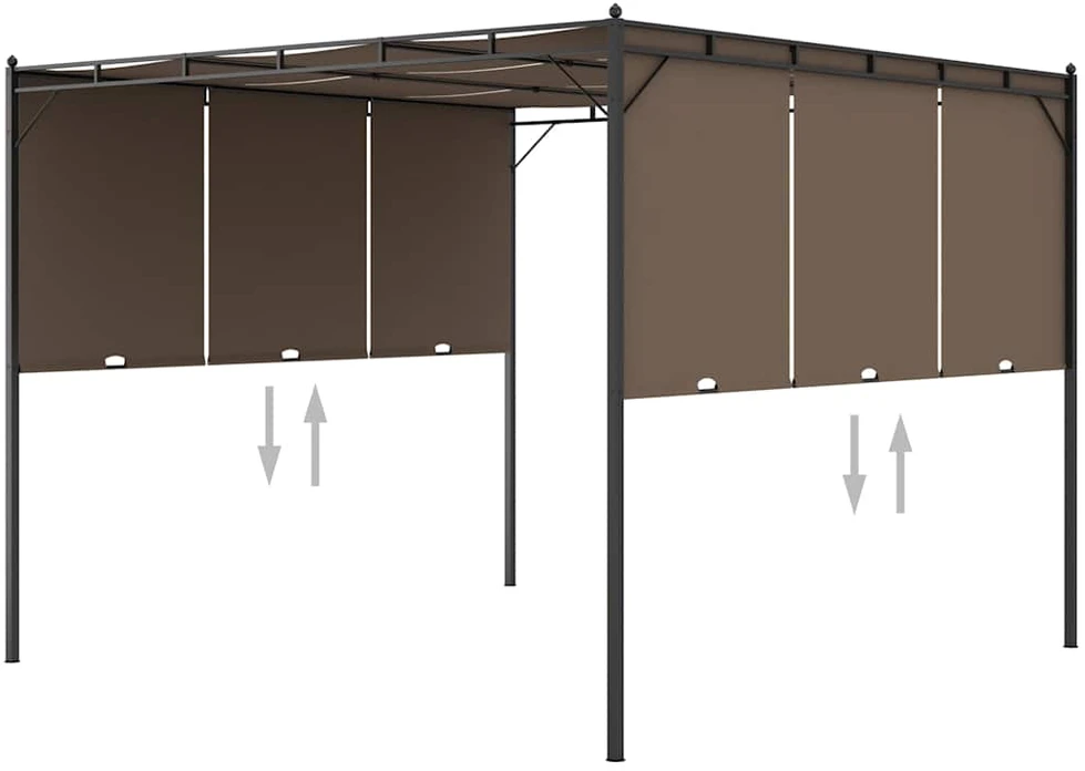 Sodo pavėsinė su šonine užuolaida, taupe spalvos, 3x3x2,25m