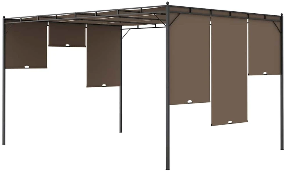 Sodo pavėsinė su šonine užuolaida, taupe spalvos, 4x3x2,25m