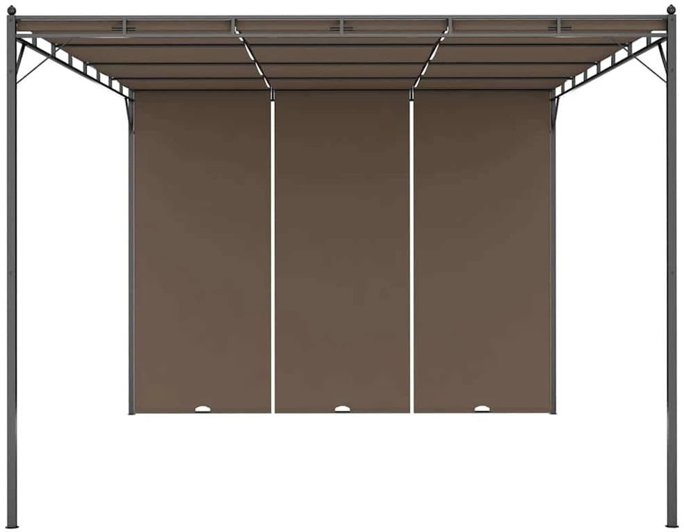 Sodo pavėsinė su šonine užuolaida, taupe spalvos, 4x3x2,25m