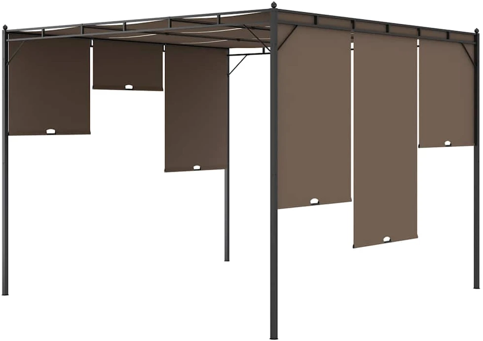 Sodo pavėsinė su šonine užuolaida, taupe spalvos, 3x3x2,25m