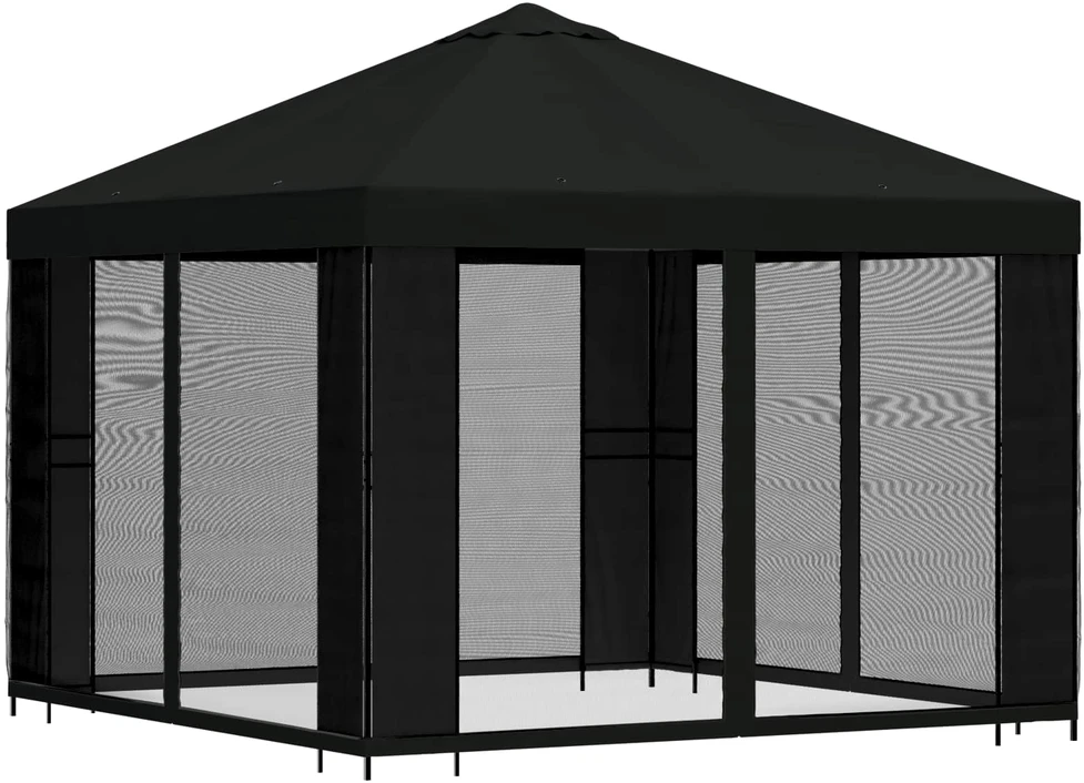 Sodo pavėsinė su šoninėmis sienelėmis 3 x 3 m Juoda