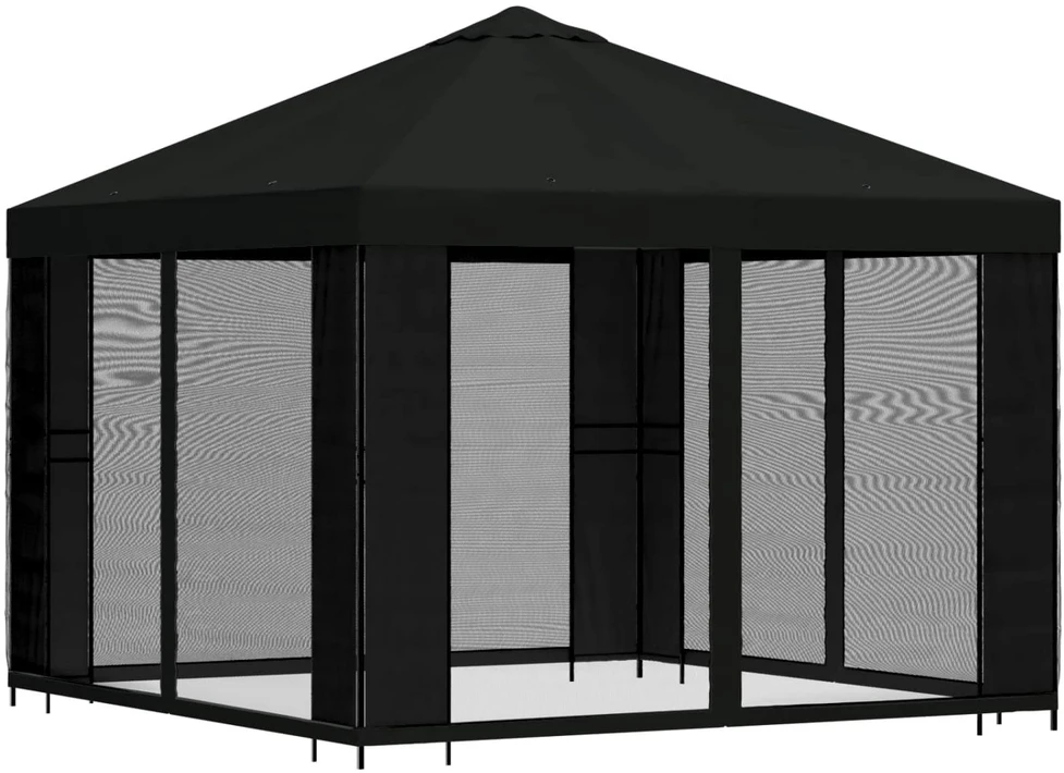 Sodo pavėsinė su šoninėmis sienelėmis 3 x 3 m Juoda