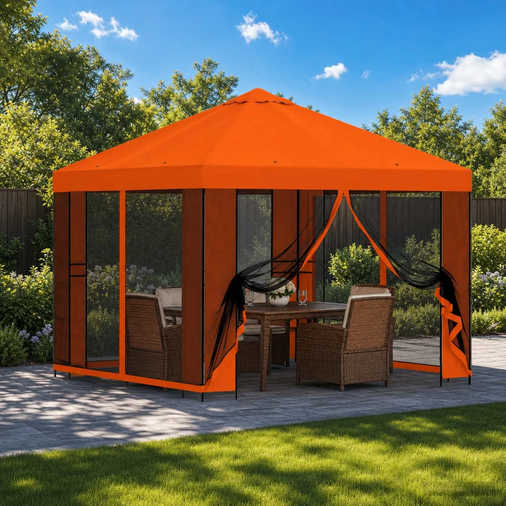 Sodo pavėsinė su šoninėmis sienelėmis 3 x 3 m Oranžinė