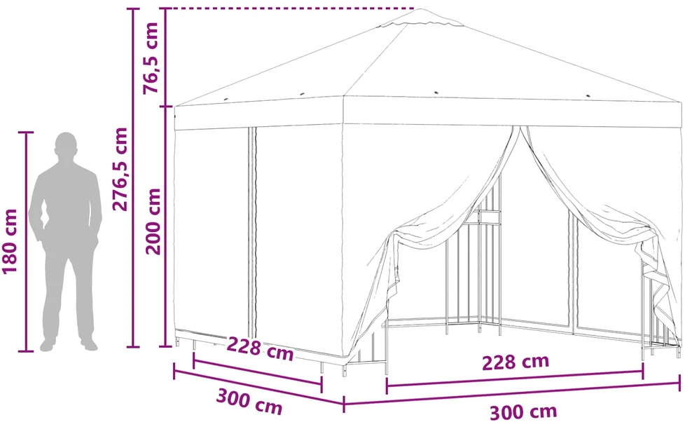 Sodo pavėsinė su šoninėmis sienelėmis 3 x 3 m Antracito