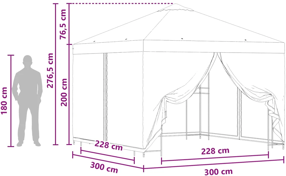 Sodo pavėsinė su šoninėmis sienelėmis 3 x 3 m Smėlio