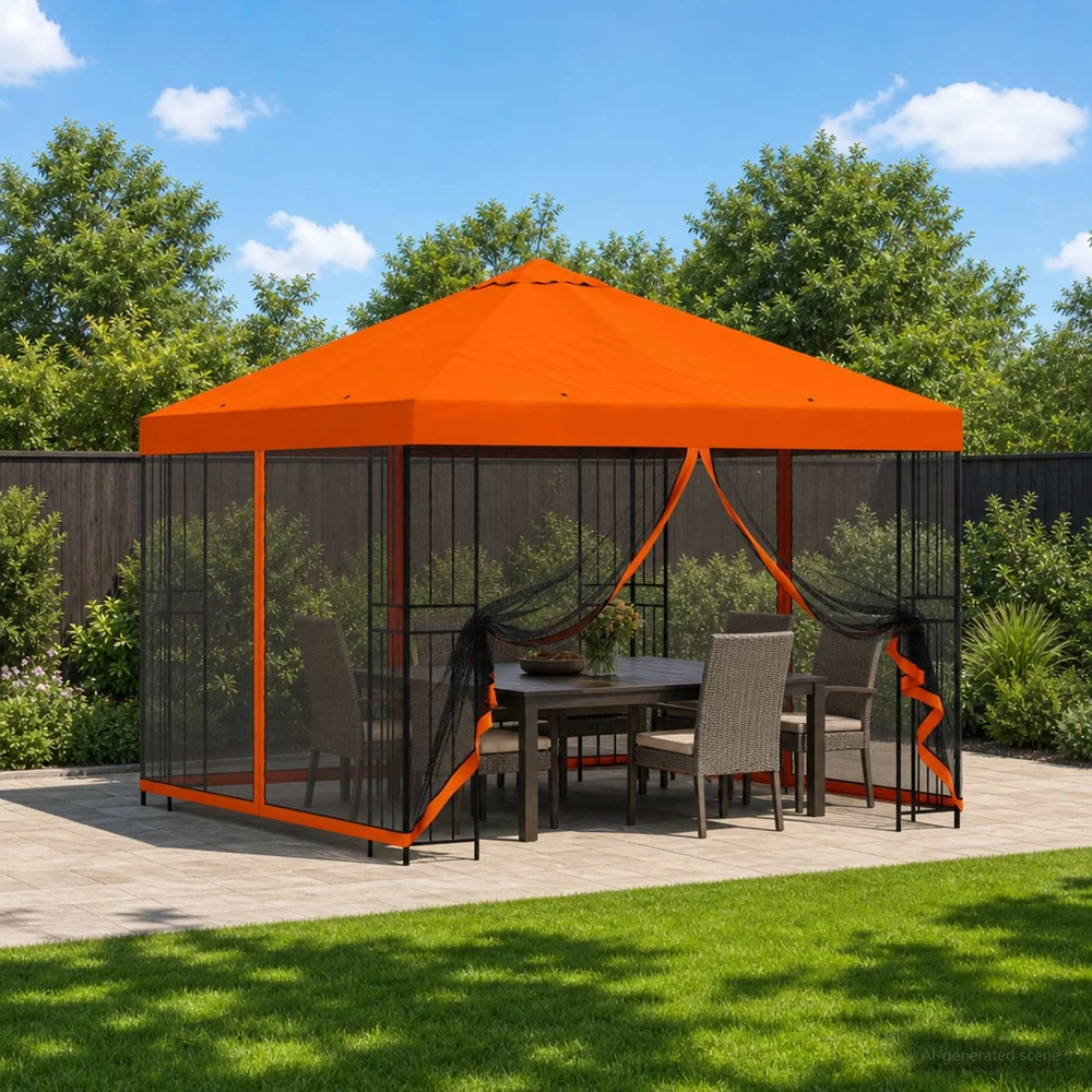 Sodo pavėsinė su šoninėmis sienelėmis 3 x 3 m Oranžinė