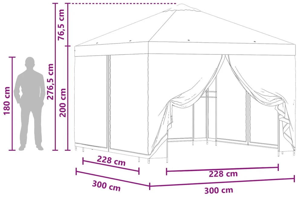 Sodo pavėsinė su šoninėmis sienelėmis 3 x 3 m Žalia
