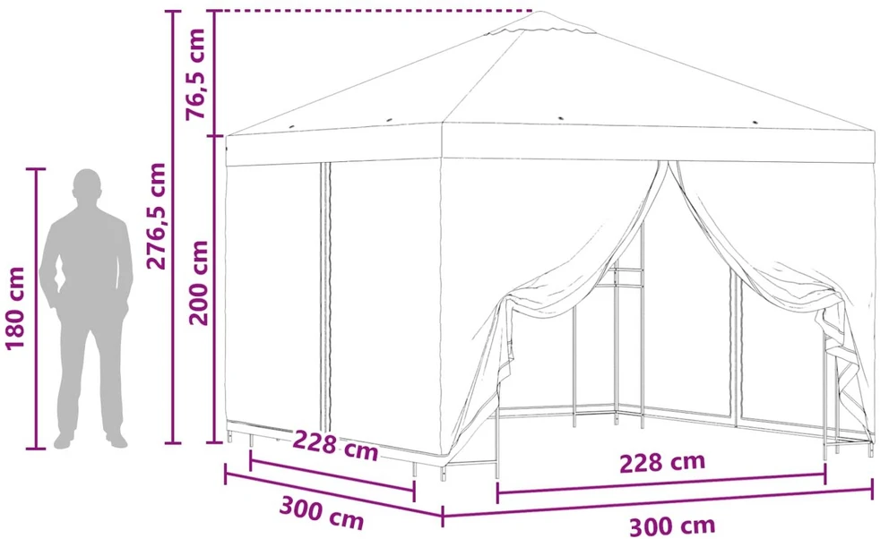 Sodo pavėsinė su šoninėmis sienelėmis 3 x 3 m Geltona