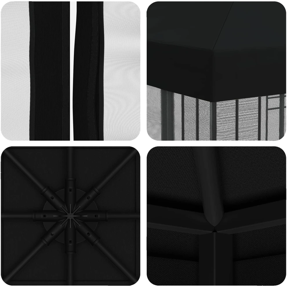 Sodo pavėsinė su šoninėmis sienelėmis 3 x 3 m Juoda