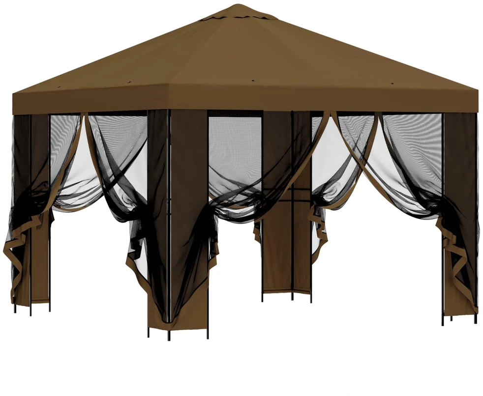 Sodo pavėsinė su šoninėmis sienelėmis 3 x 3 m Taupe