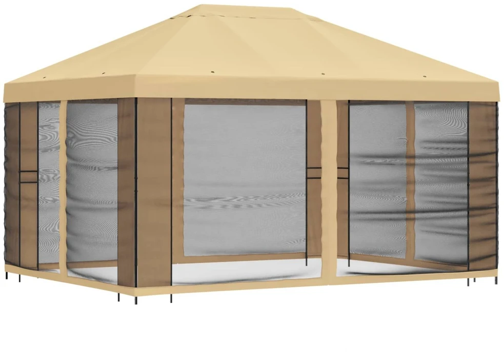 Sodo pavėsinė su šoninėmis sienelėmis 4 × 3 m Kreminė