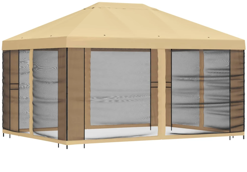 Sodo pavėsinė su šoninėmis sienelėmis 4 × 3 m Kreminė