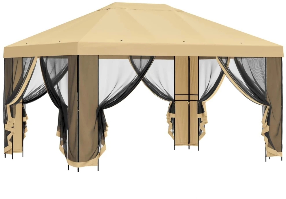 Sodo pavėsinė su šoninėmis sienelėmis 4 × 3 m Kreminė