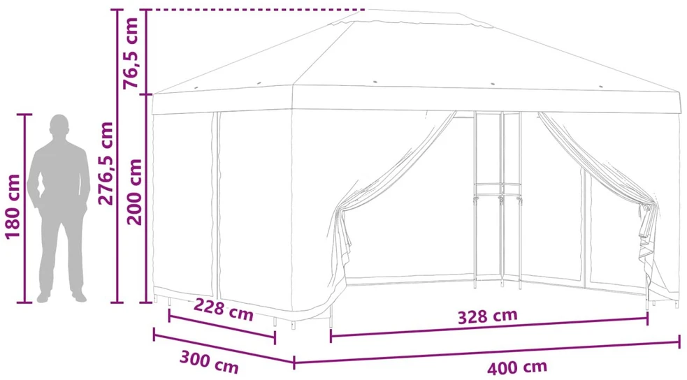 Sodo pavėsinė su šoninėmis sienelėmis 4 × 3 m Antracito