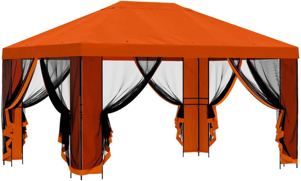 Sodo pavėsinė su šoninėmis sienelėmis 4 × 3 m Oranžinė
