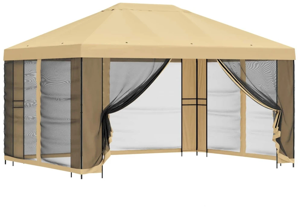Sodo pavėsinė su šoninėmis sienelėmis 4 × 3 m Kreminė