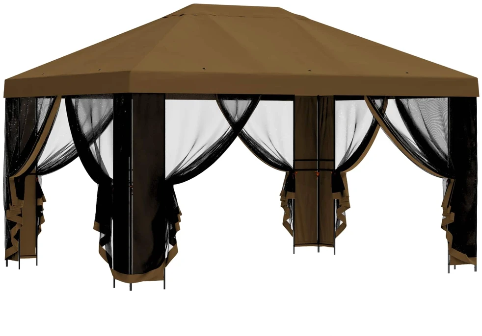 Sodo pavėsinė su šoninėmis sienelėmis 4 × 3 m Taupe