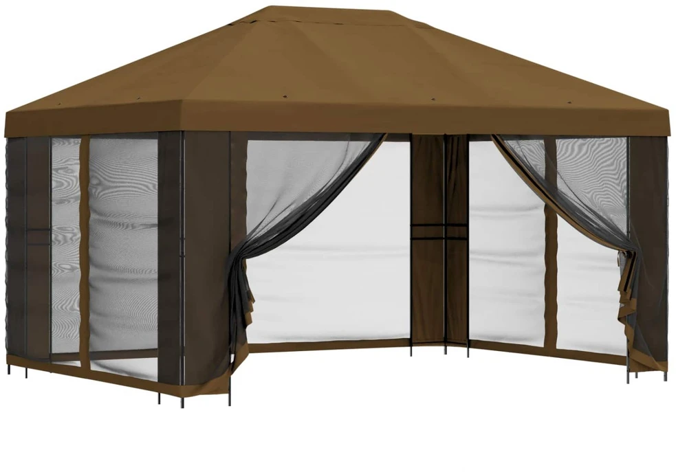 Sodo pavėsinė su šoninėmis sienelėmis 4 × 3 m Taupe