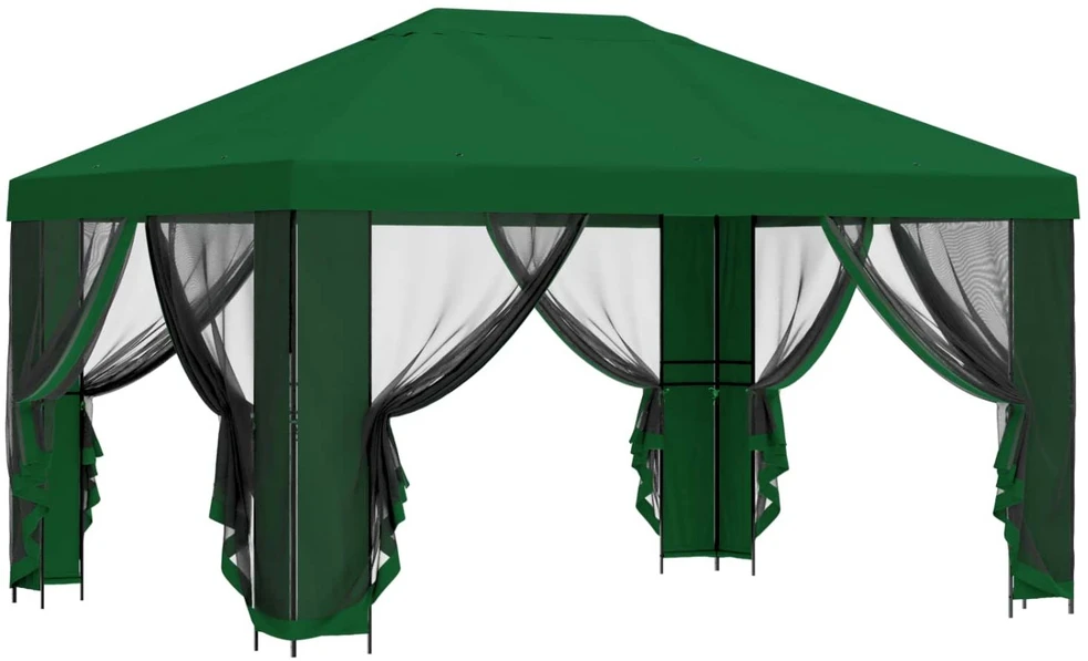 Sodo pavėsinė su šoninėmis sienelėmis 4 × 3 m Žalia
