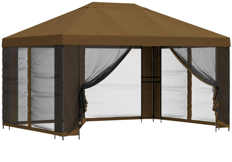 Sodo pavėsinė su šoninėmis sienelėmis 4 × 3 m Taupe