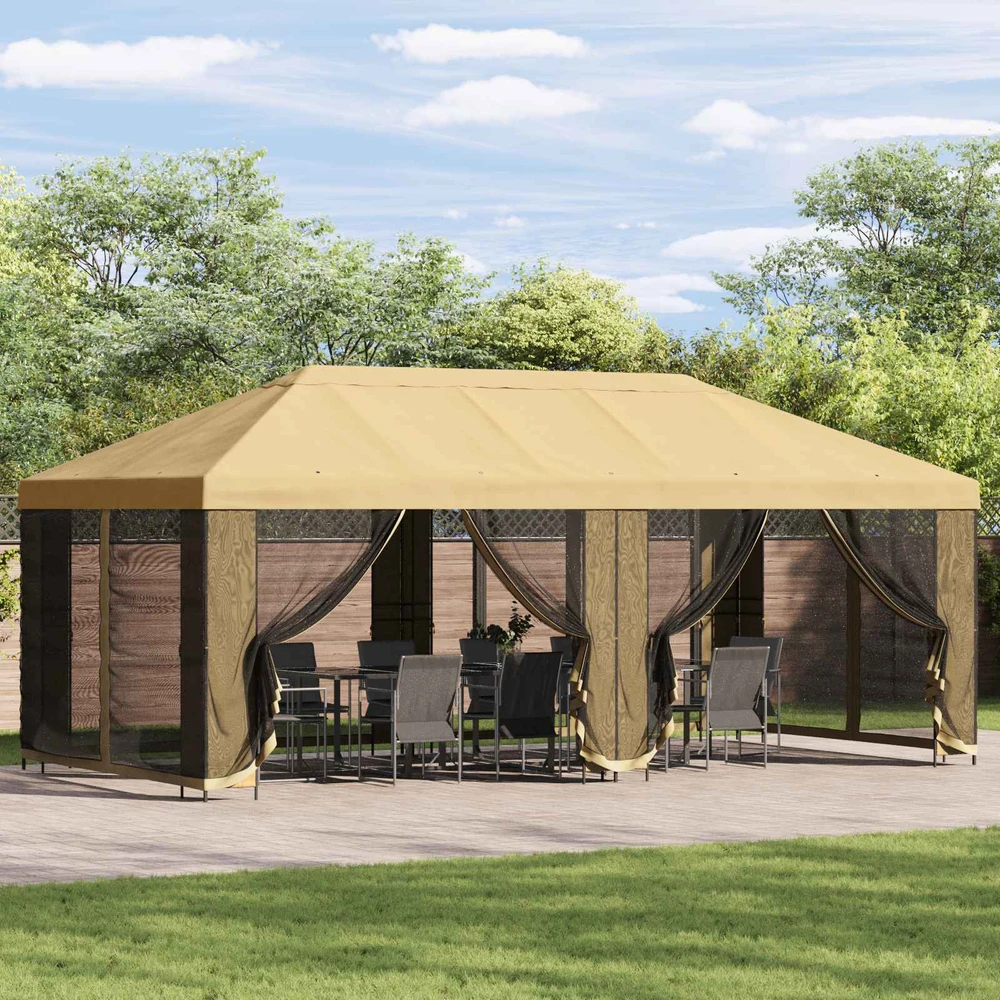 Sodo pavėsinė su šoninėmis sienelėmis 6 x 3 m Kreminė