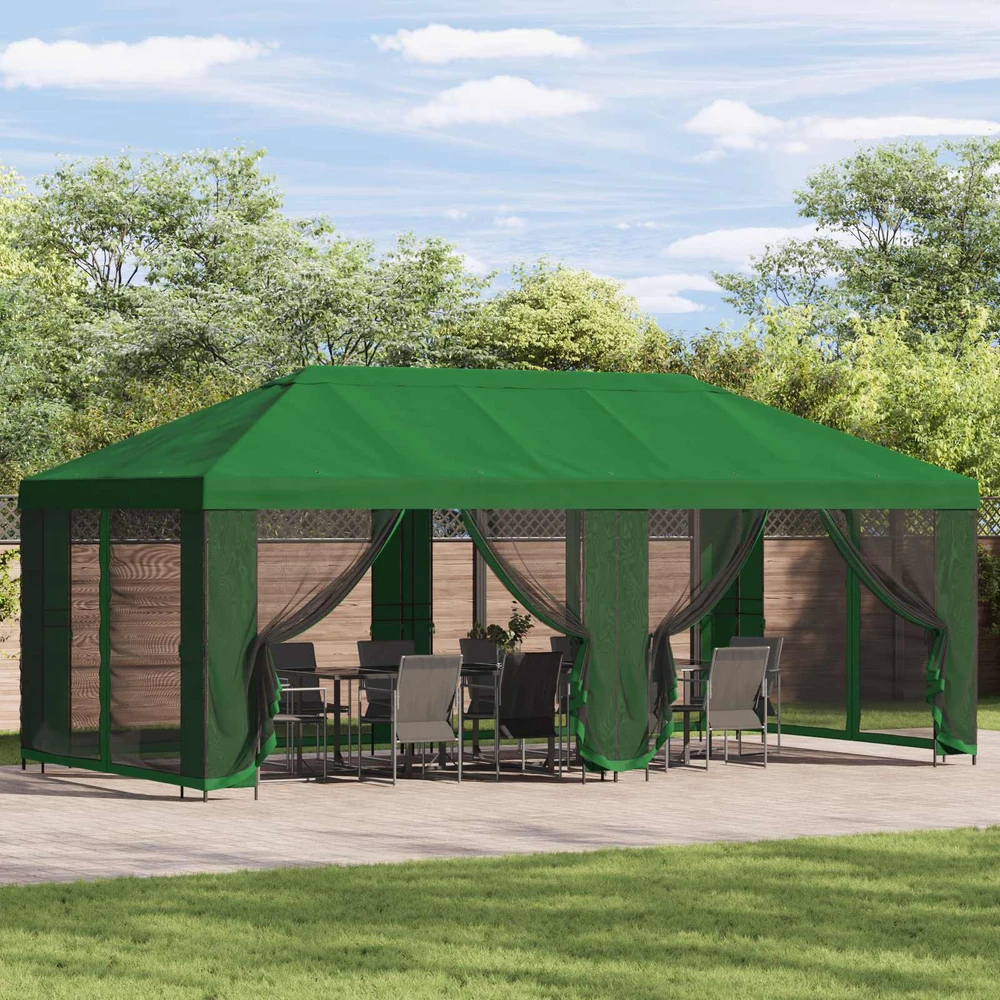 Sodo pavėsinė su šoninėmis sienelėmis 6 x 3 m Žalia